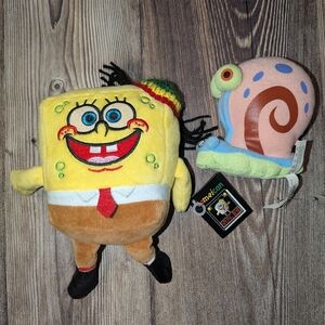 Jamaican SpongeBob SquarePants Plush & Gary Plus Toy Yeahmon Rare New With Tags